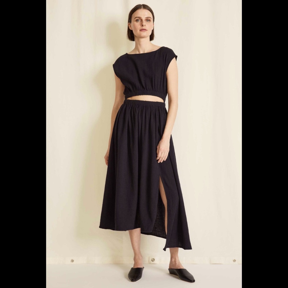 APIECE APART black Marietta cut-out cotton gauze dress, size XL